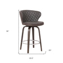 26" Brown Faux Leather And Iron Swivel Low Back Counter Height Bar Chair