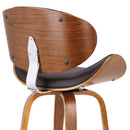 26" Brown Faux Leather And Iron Swivel Low Back Counter Height Bar Chair
