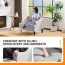 Grey Textured Linen Upholstered Accent Armchairs Pair