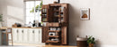 K&K 71' Tall Kitchen Pantry Cabinet with 3 Pull Out Cabinet Organizers, Farmhouse Embossed Texture Storage Cabinet with 6 Door Shelves, 2 Drawers, Freestanding Cupboard for Kitchen, Dining Room Brown