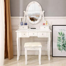 Makeup Vanity Desk and Stool Set, Vanity Mirror with Lights and Table Set, Small Vanity Table for Bedroom (White)