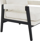 White Chenille Upholstered Mid Century Accent Armchair