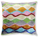 Handmade 16x16 Velvet Pillow – Multicolor Zigzag Ikat Pattern