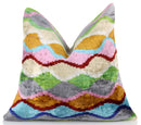Handmade 16x16 Velvet Pillow – Multicolor Zigzag Ikat Pattern