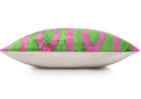 Handmade 16x16 Velvet Pillow – Pink & Green Geometric Design