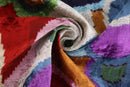 Abstract Velvet Pillow 16x24 – Multicolor Ikat, Handcrafted Luxury