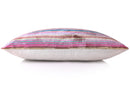 Colorful Striped Velvet Pillow – 16x16 Handmade Ikat Throw Cushion