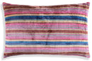Handmade Striped Velvet Pillow – 16x24" Colorful Silk Cushion