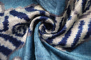 Handmade Blue Velvet Tiger Pillow – 16x24" Silk Accent Cushion