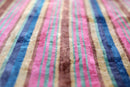 Colorful Striped Velvet Pillow – 16x16 Handmade Ikat Throw Cushion