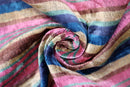 Colorful Striped Velvet Pillow – 16x16 Handmade Ikat Throw Cushion