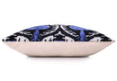 Handmade Ikat Velvet Pillow – 20x20" Blue & Black Silk Cushion