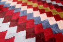 Handmade Velvet Houndstooth Pillow – 20x20" Red & Gold Silk Cushion