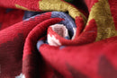 Handmade Velvet Houndstooth Pillow – 20x20" Red & Gold Silk Cushion