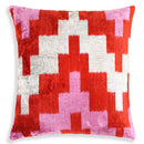 Red & Pink Geometric Velvet Pillow – 16x16