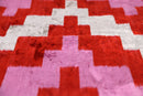 Red & Pink Geometric Velvet Pillow – 16x16