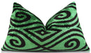 Green & Black Tribal Velvet Pillow – Handmade 16x24 Lumbar