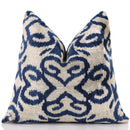 Indigo Ikat Velvet Pillow – Handmade 16x16 Square Accent Cushion