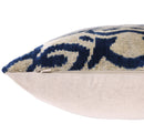 Indigo Ikat Velvet Pillow – Handmade 16x16 Square Accent Cushion