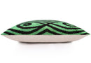 Green & Black Tribal Velvet Pillow – Handmade 16x24 Lumbar