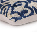 Indigo Ikat Velvet Pillow – Handmade 16x16 Square Accent Cushion