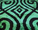 Green & Black Tribal Velvet Pillow – Handmade 16x24 Lumbar