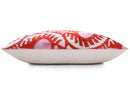 Red & Pink Ikat Velvet Pillow – Handmade 16x24 Lumbar Cushion