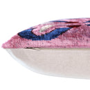 Pink & Blue Heart Pattern Velvet Pillow – Handmade 16x24 Lumbar