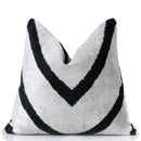 Chevron V Black & White Velvet Pillow – 16x16 Modern Handmade Throw Cushion