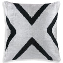 Modern Black & White Chevron Ikat Velvet Pillow – 16x16 Handmade Cushion