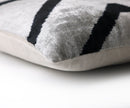 Modern Black & White Chevron Ikat Velvet Pillow – 16x16 Handmade Cushion