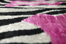 Pink Zebra Abstract Velvet Pillow – Handmade 16x24 Lumbar Cushion