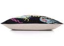 Luxury Silk Velvet Pillow 16x24 – Handmade Black Dragon Lumbar Cushion with Vibrant Colors