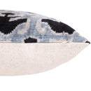 Light Blue Black Silk Velvet Pillow – 20x20 Handmade Ikat Throw Cushion