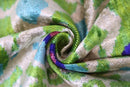 Luxury Silk Velvet Pillow 16x24 – Handmade Green & Turquoise Ikat Lumbar Cushion