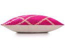 Luxury Fuchsia Pink Silk Velvet Throw Pillow 16x24 – Handmade Geometric Lumbar Cushion