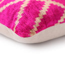 Luxury Fuchsia Pink Silk Velvet Throw Pillow 16x24 – Handmade Geometric Lumbar Cushion