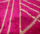 Luxury Fuchsia Pink Silk Velvet Throw Pillow 16x24 – Handmade Geometric Lumbar Cushion