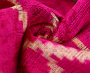 Luxury Fuchsia Pink Silk Velvet Throw Pillow 16x24 – Handmade Geometric Lumbar Cushion