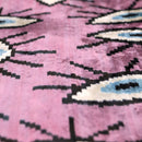 Luxury Pink Evil Eye Velvet Pillow 16x24 – Handmade Silk Lumbar Cushion with Bohemian Charm