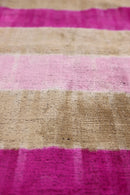 Luxury Silk Velvet Striped Throw Pillow 16x24 – Pink & Beige Handmade