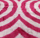 Luxury Silk Velvet Pillow 16x24 – Handmade Fuchsia & Ivory Concentric Lumbar Cushion