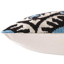 Blue Black Geometric Silk Velvet Pillow – 20x20 Handmade Ikat Throw Cushion