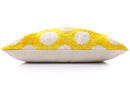 Luxury Silk Velvet Pillow 16x24 – Handmade Yellow Polka Dot Lumbar Cushion