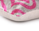 Handmade Pink Geometric Velvet Lumbar Pillow 16x24 – Luxury Silk Ikat Cushion
