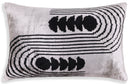 Handmade Silver Black Velvet Lumbar Pillow 16x24 – Modern Geometric Designer Cushion