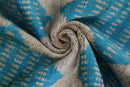 Handmade 16x24 Turquoise Silk Velvet Throw Pillow – Luxury Geometric Lumbar Cushion