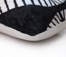 Luxury Black & White Silk Velvet Throw Pillow 16x24 – Handmade Geometric Designer Lumbar
