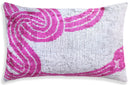 Handmade Silver & Pink Fuchsia Velvet Lumbar Pillow 16x24 – Modern Abstract Designer Cushion