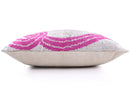Handmade Silver & Pink Fuchsia Velvet Lumbar Pillow 16x24 – Modern Abstract Designer Cushion